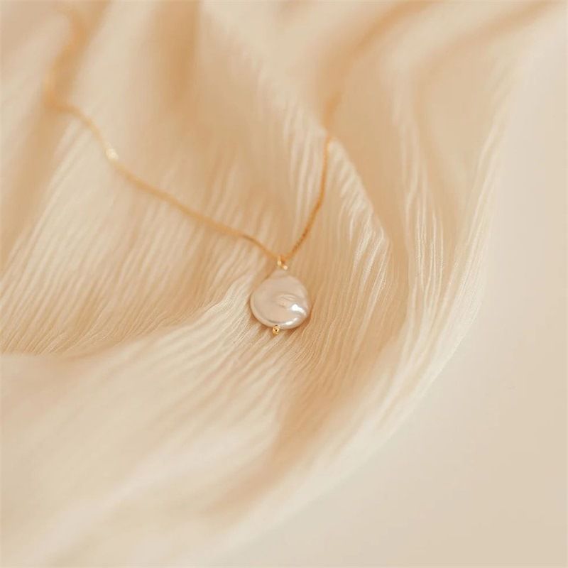 Stainless Steel Freshwater Pearl 14K Gold Plated Rose Gold Plated Simple Style Plating Solid Color Freshwater Pearl Pendant Necklace