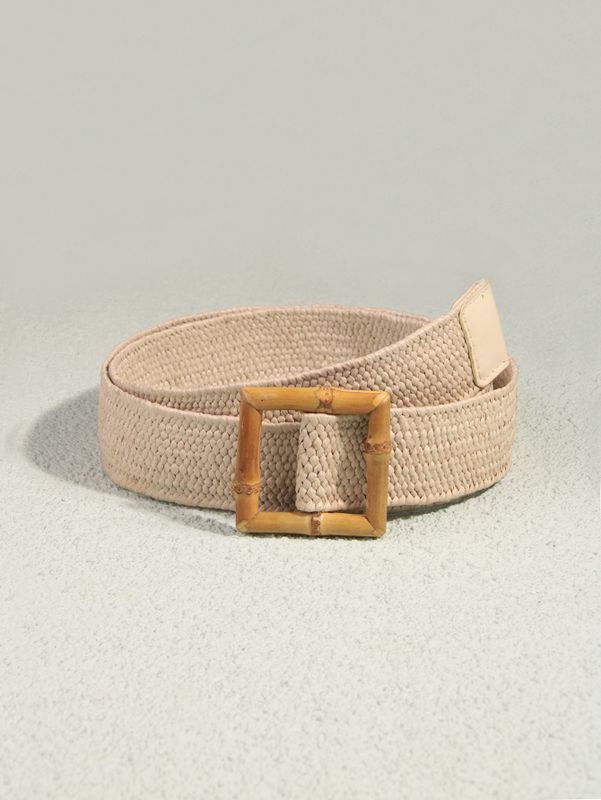 Classic Style Solid Color Nylon Bamboo Handmade Women's Woven Belts
