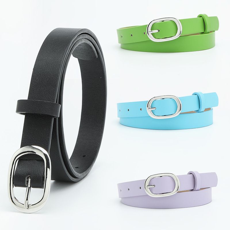Basic Simple Style Solid Color Pu Leather Alloy Women's Leather Belts