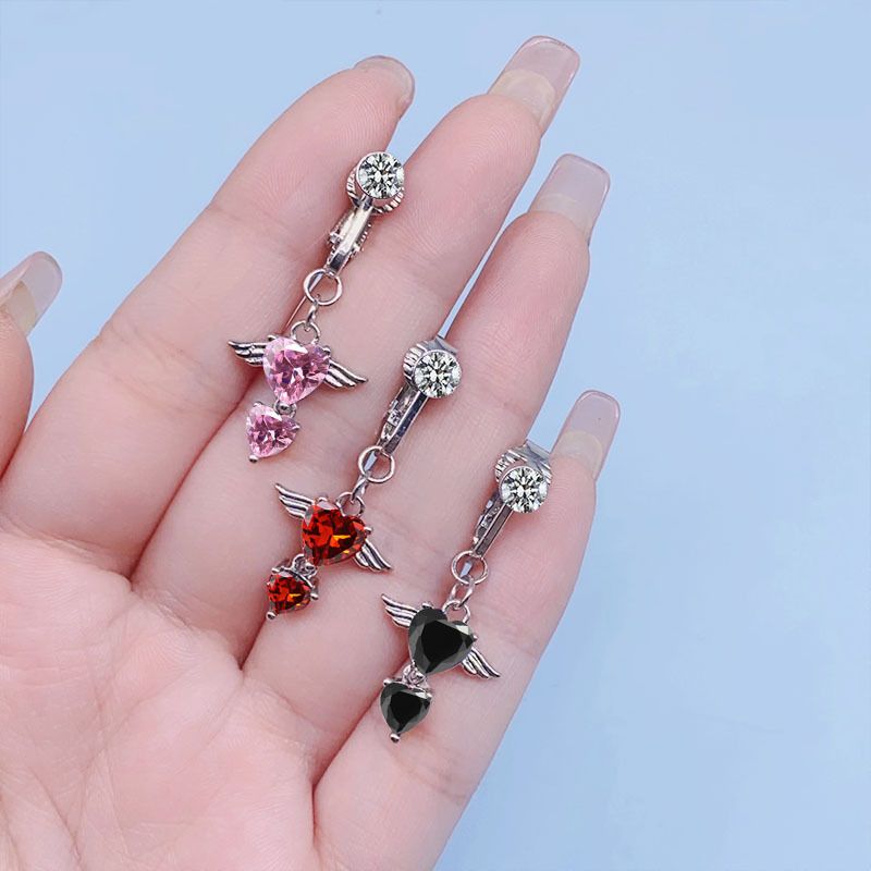 Estilo Moderno Forma De Corazón Acero Inoxidable Enchapado Embutido Piedras Preciosas Artificiales Piercing En El Ombligo