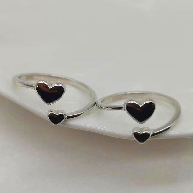 Cute Sweet Heart Shape Sterling Silver Plating Open Ring