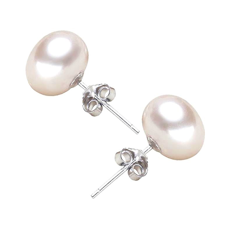 1 Pair Simple Style Solid Color Plating Inlay Sterling Silver Freshwater Pearl Ear Studs