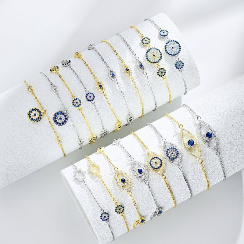 Simple Style Eye Sterling Silver Plating Inlay Zircon Bracelets
