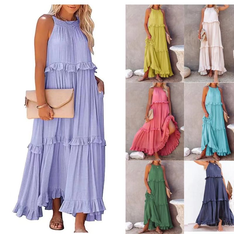 Women's Regular Dress Casual Vacation Round Neck Sleeveless Solid Color Maxi Long Dress Holiday Daily