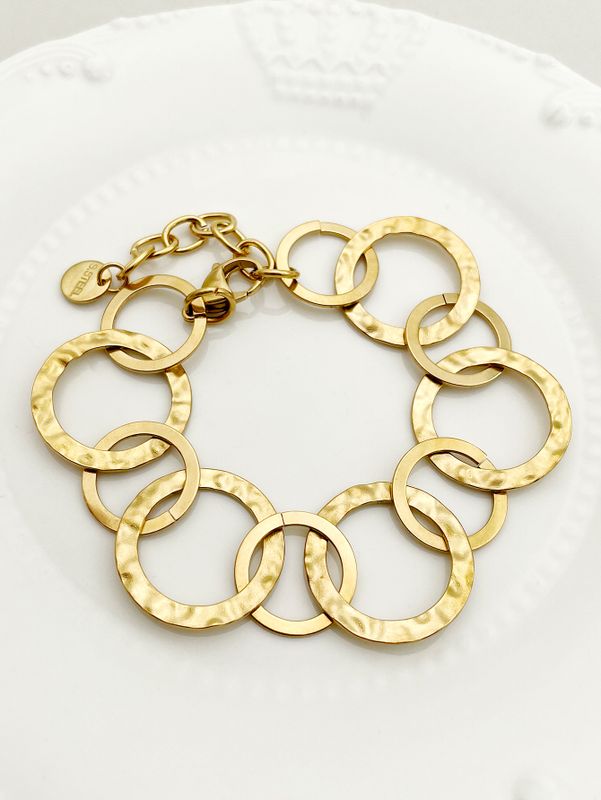 Modern Style Simple Style Round 304 Stainless Steel 14K Gold Plated Bracelets In Bulk