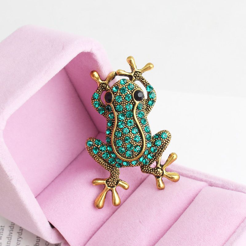 Cool Style Shiny Animal Frog Alloy Inlay Rhinestones Unisex Brooches
