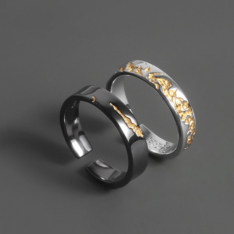Commute Color Block Copper Irregular Plating Gold Plated Men's Open Rings