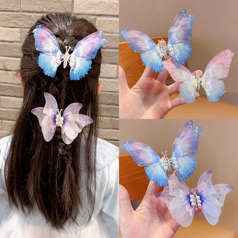 Sweet Butterfly Bow Knot Plain Weave Hair Clip