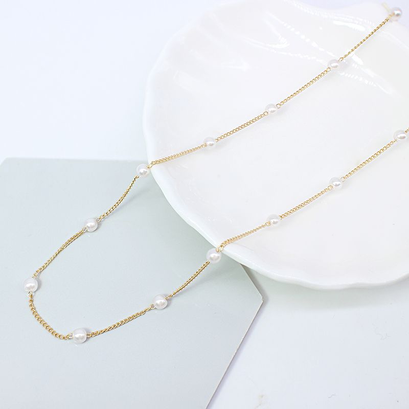 Wholesale Jewelry Elegant Round Imitation Pearl Iron Plating Necklace