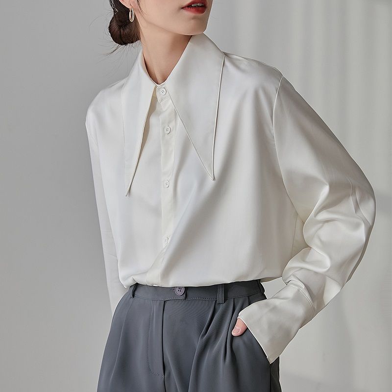 Femmes Chemisière Manche Longue Blouses Bouton Décontractée Style Simple Simple Couleur Unie