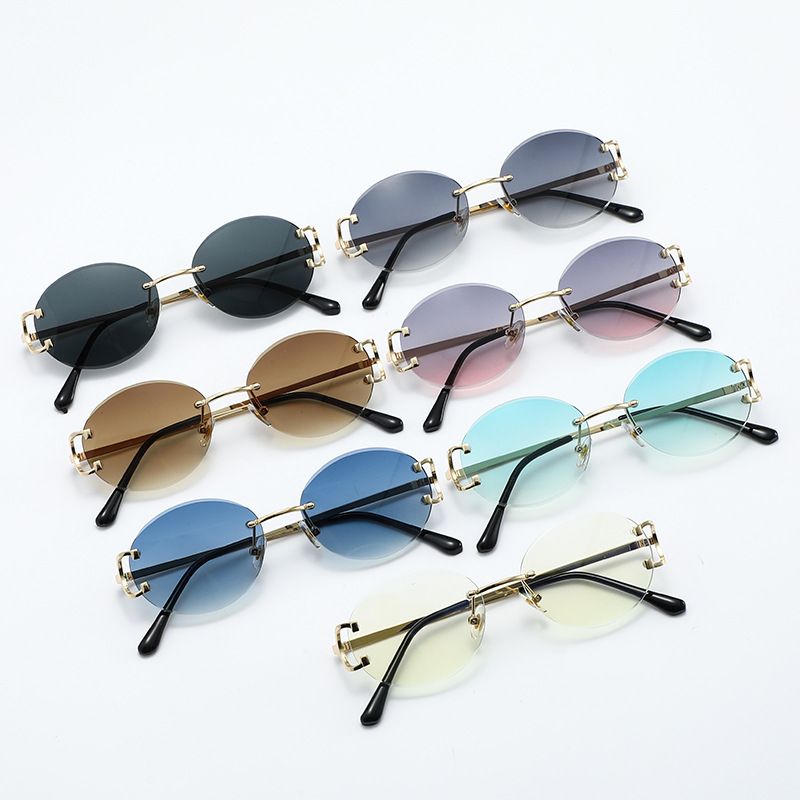Modern Style Streetwear Round Pc Round Frame Frameless Women's Sunglasses