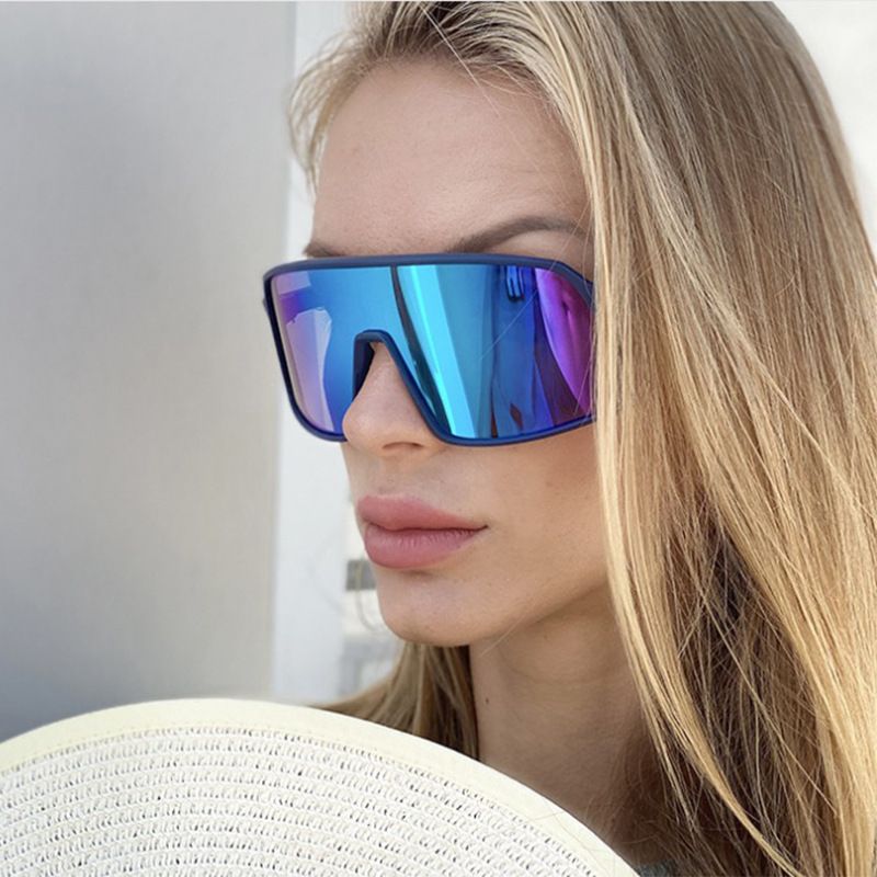 Punk Streetwear Solid Color Pc Special-shaped Mirror Full Frame Sports Sunglasses