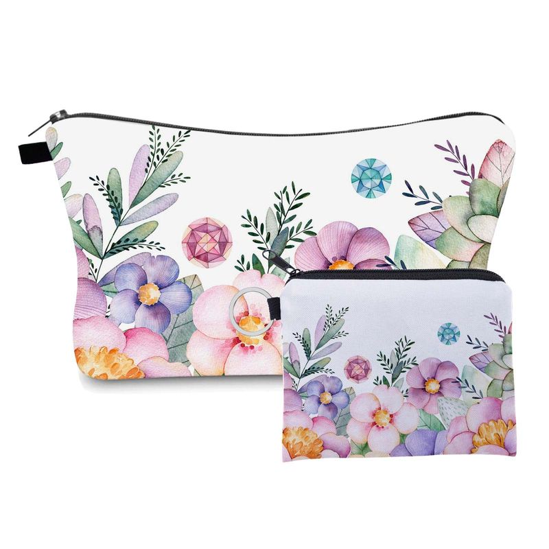 Women's Small All Seasons Polyester Animal Flower Cute Square Zipper Cosmetic Bag