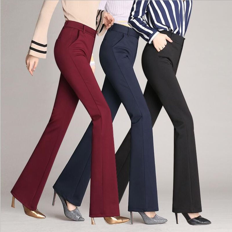 Women's Street Casual Solid Color Full Length Flared Pants