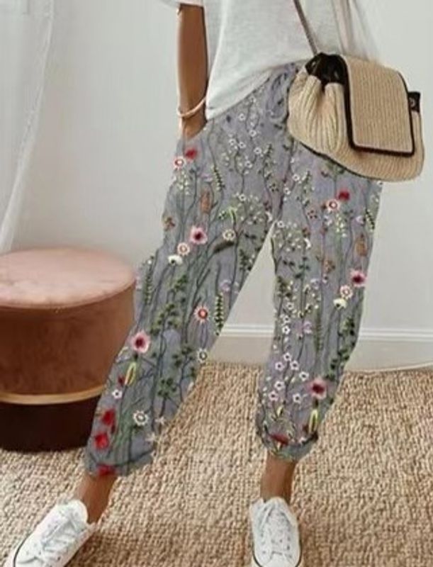 Women's Daily Vacation Color Block Full Length Printing Casual Pants