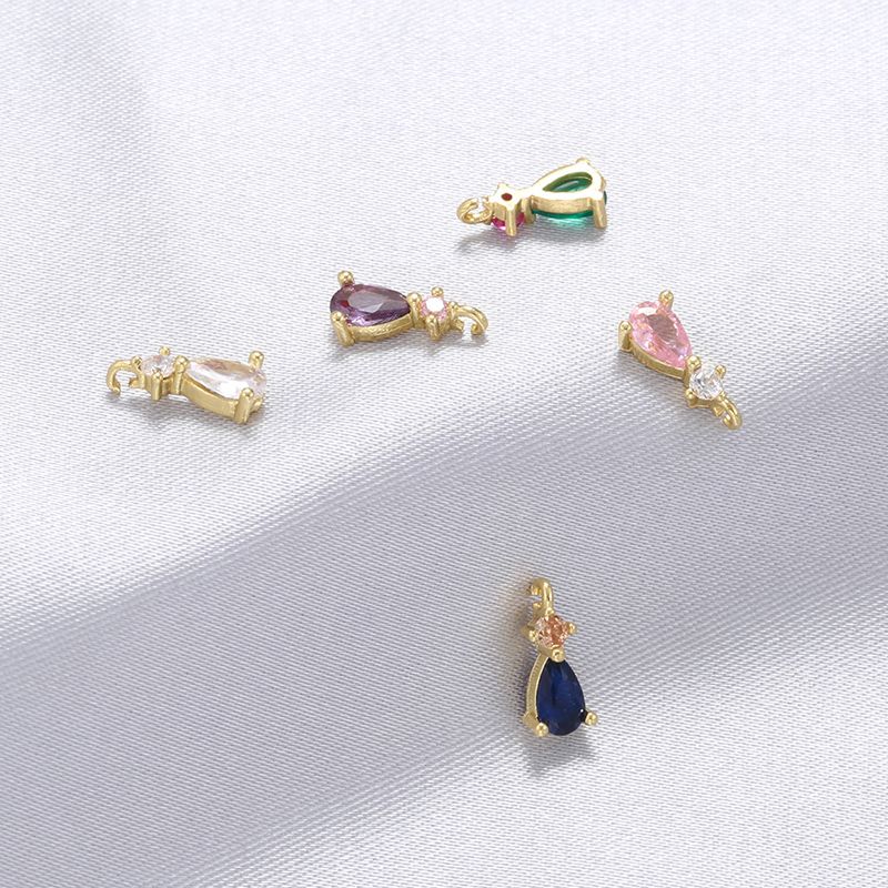 Casual Elegant Simple Style Water Droplets Copper Plating Inlay Zircon 18k Gold Plated Charms Jewelry Accessories