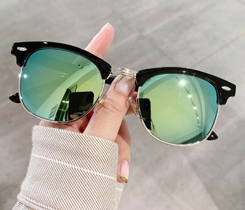 Simple Style Solid Color Tac Square Half Frame Women's Sunglasses