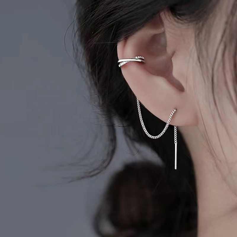 1 Paire Style Simple Géométrique Placage Argent Sterling Clips D'oreille