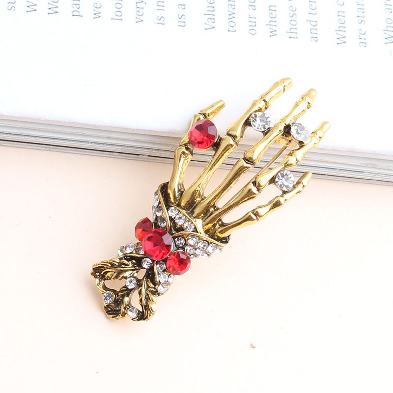Cool Style Shiny Palm Alloy Inlay Rhinestones Unisex Brooches