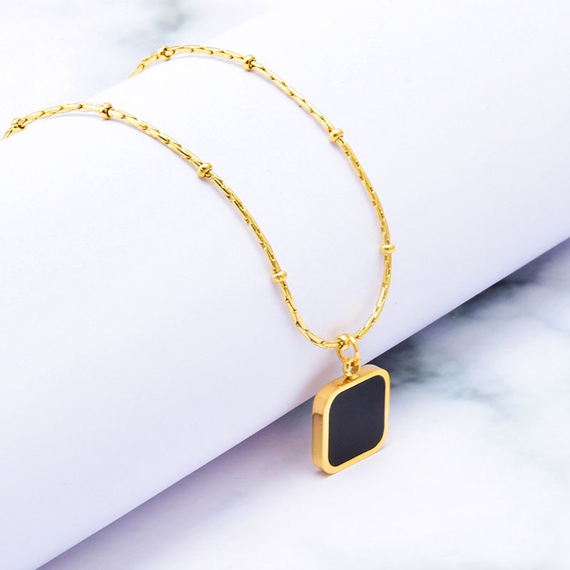Simple Style Square Titanium Steel Plating 18k Gold Plated Necklace