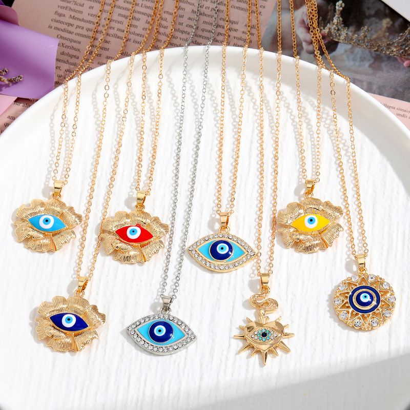 Ethnic Style Devil's Eye Zircon Alloy Wholesale Pendant Necklace