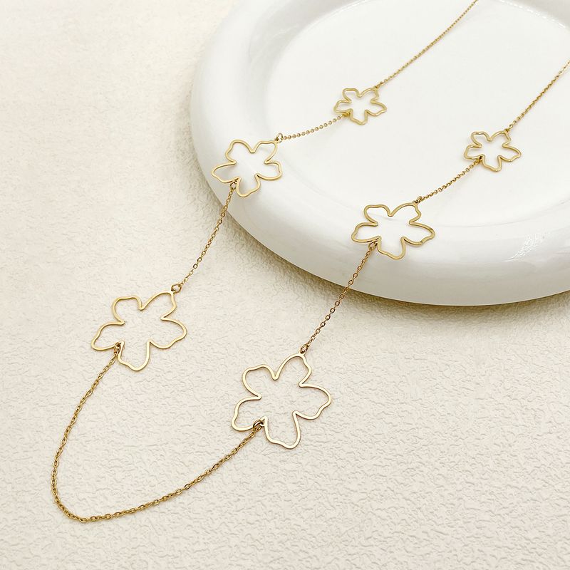 304 Stainless Steel 14K Gold Plated Glam Patchwork Plating Flower Necklace