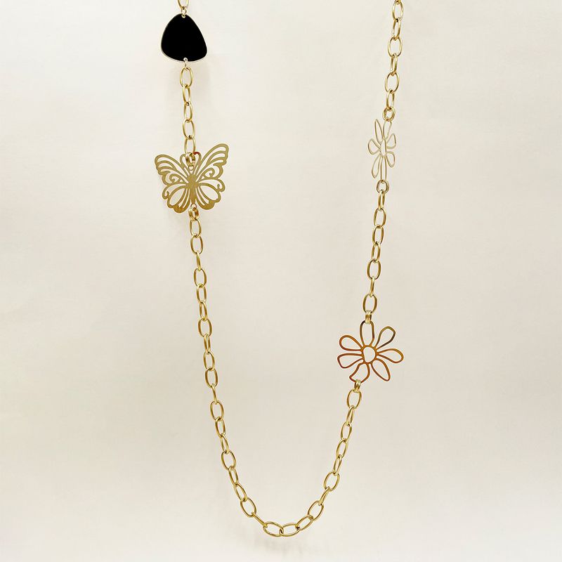 Edelstahl 304 14 Karat Vergoldet Vintage-Stil Überzug Schmetterling Halskette