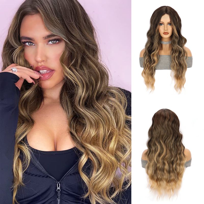 Women's Simple Style Casual High Temperature Wire Centre Parting Long Curly Hair Wigs