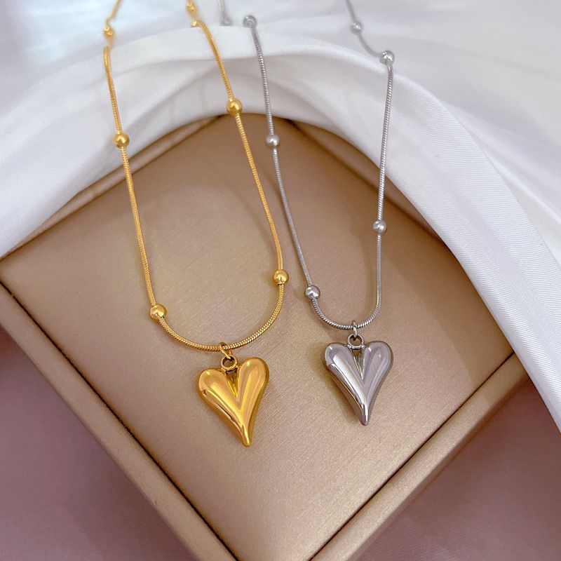 Titanium Steel Modern Style Plating Heart Shape Pendant Necklace