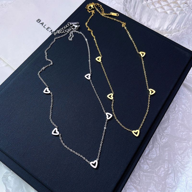 Simple Style Heart Shape Stainless Steel Titanium Steel Plating Necklace