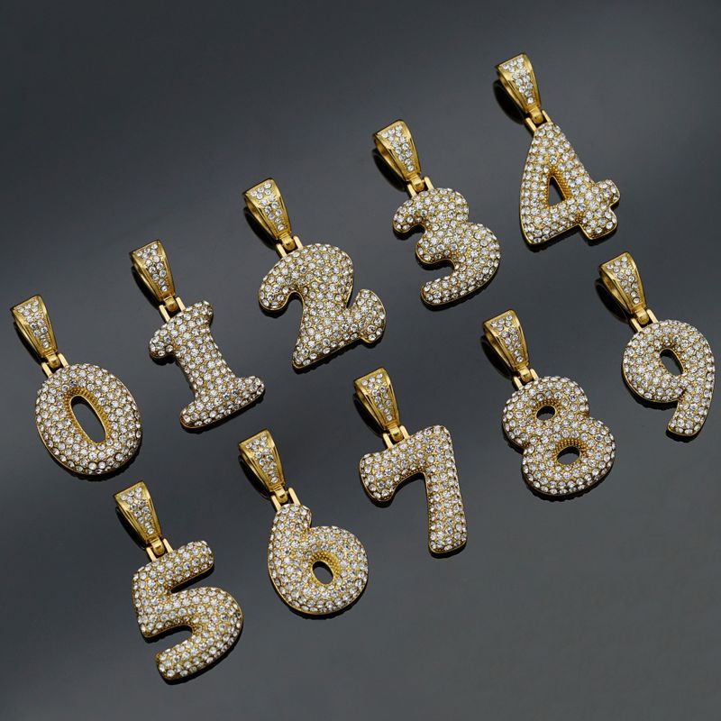 Basic Anzahl Rostfreier Stahl Überzug Inlay Künstlicher Diamant Zauber Halskette
