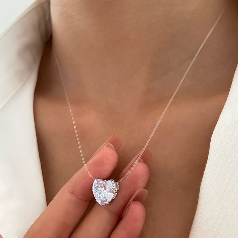 Estilo Moderno Forma De Corazón Piedras Preciosas Artificiales Aleación Venta Al Por Mayor Collar Colgante
