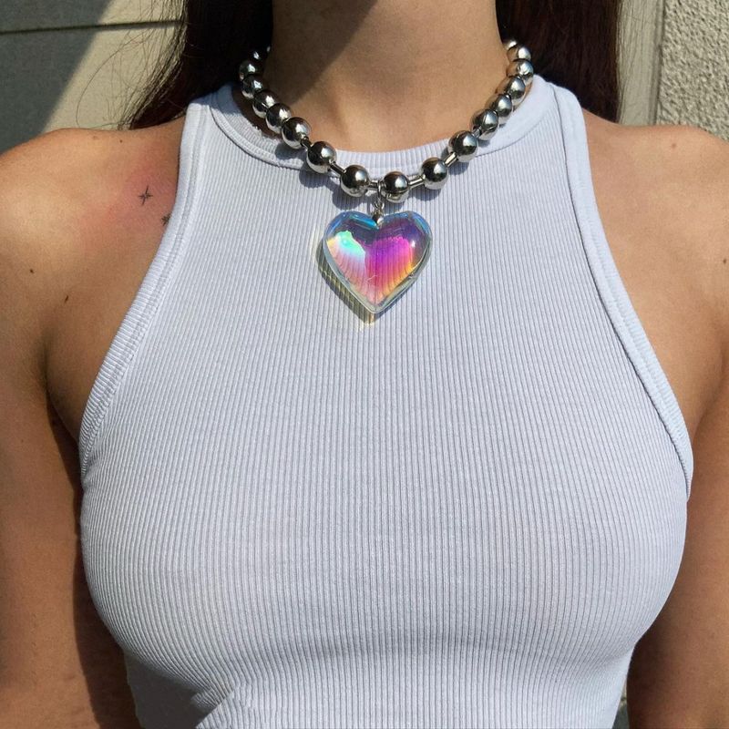 Streetwear Heart Shape Alloy Glass Plating Women's Pendant Necklace 1 Piece