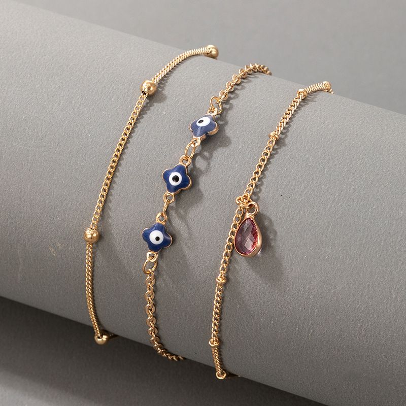 Europe And The United States Popular Alloy Chain Eye Shell 3 Set Of Anklet Bracelet Nhgy150276