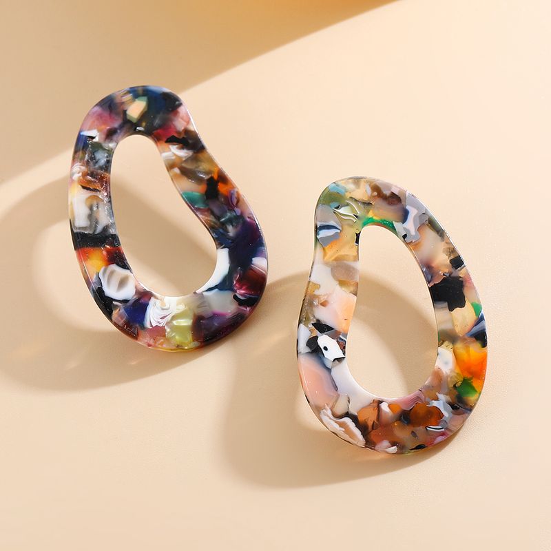1 Pair Handmade Color Block Printing Arylic Earrings