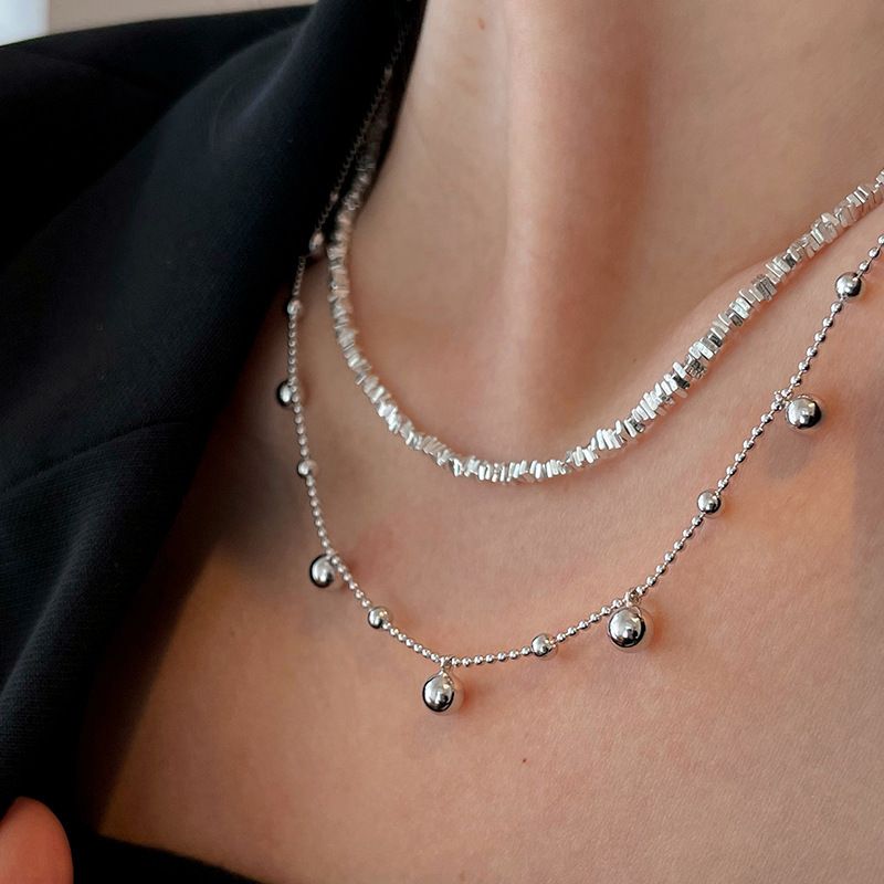 Elegant Einfacher Stil Quadrat Birne Sterling Silber Überzug Frau Armbänder Halskette