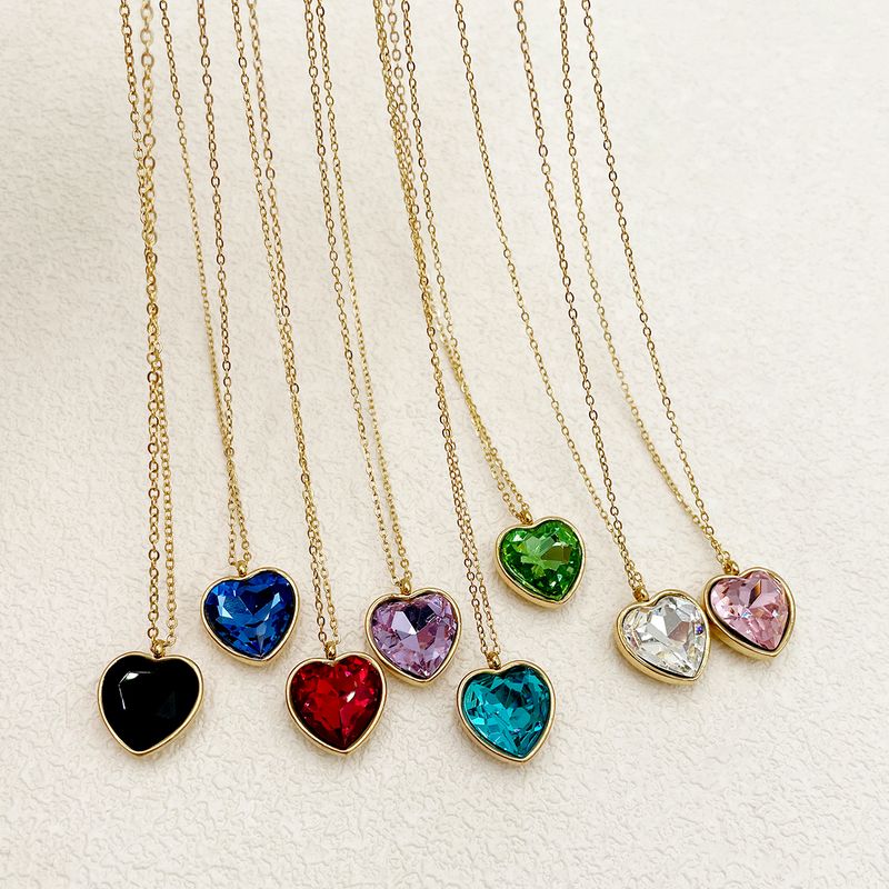 304 Stainless Steel 14K Gold Plated Vintage Style Luxurious Plating Inlay Heart Shape Zircon