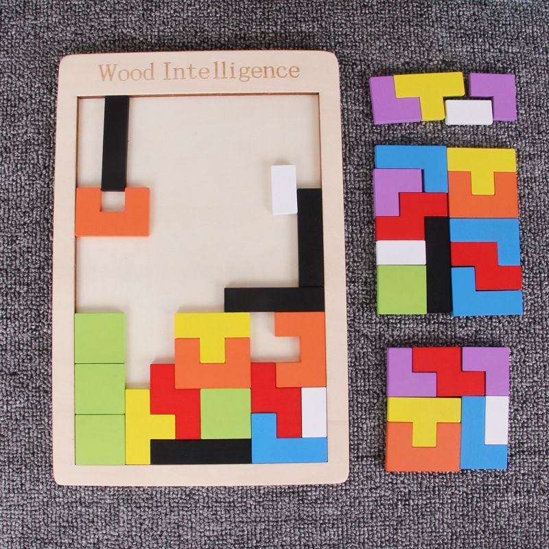 Puzzles Toddler(3-6years) Color Block Wood Toys
