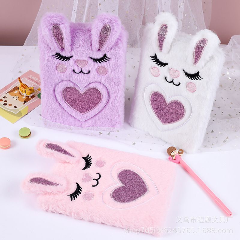 Hot Bunny Plush Book Cute Decompression Children's Gift Notebook A5 Business Student Journal Book