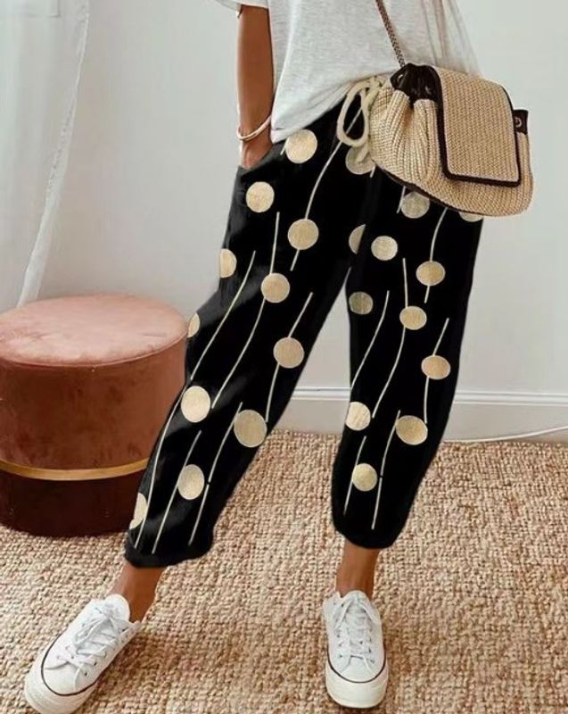 Women's Daily Retro Color Block Ankle-length Printing Casual Pants