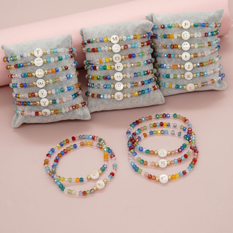 Hawaiian Beach Sweet Letter Artificial Crystal Shell Beaded Women's Bracelets