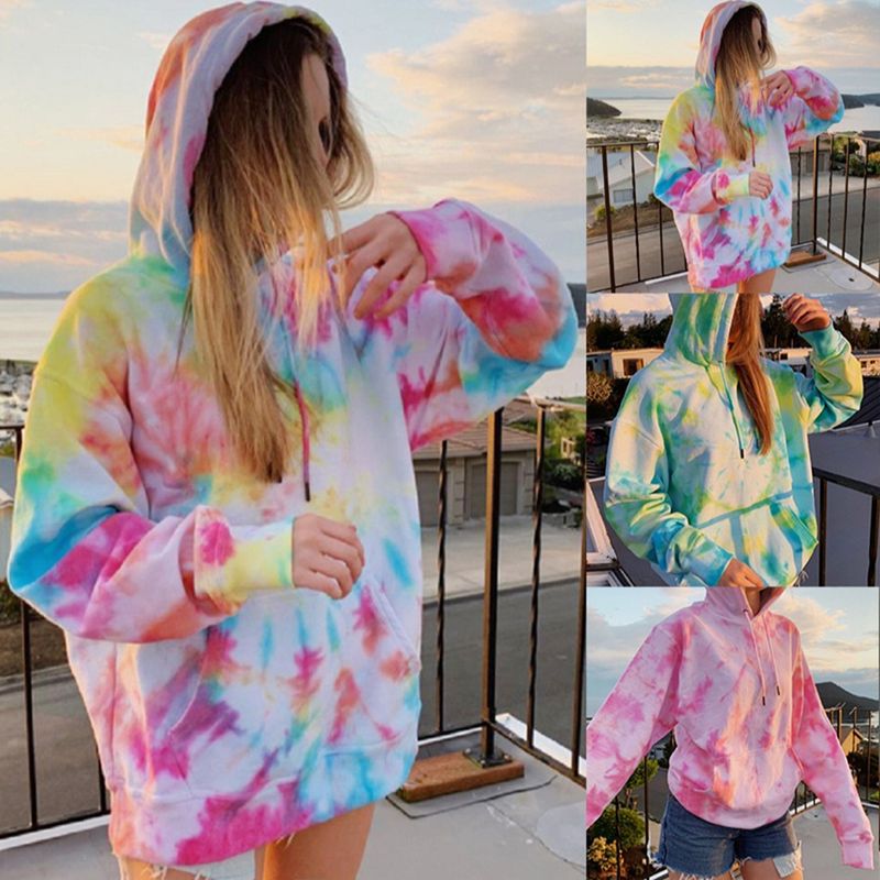 Women's Hoodie Long Sleeve Hoodies & Sweatshirts Casual Tie Dye