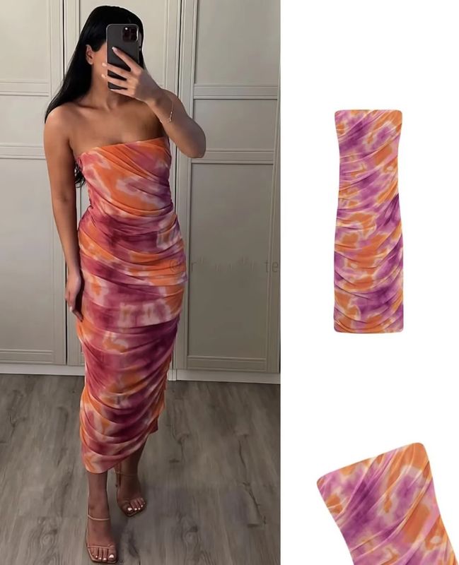 Women's Sheath Dress Elegant Strapless Printing Sleeveless Color Block Maxi Long Dress Street