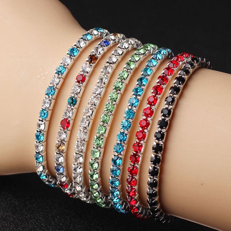 Wholesale Jewelry Simple Style Solid Color Alloy Artificial Gemstones Inlay Bracelets