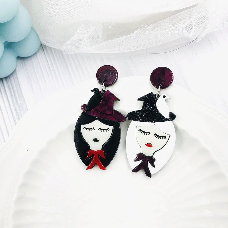 1 Pair Exaggerated Cartoon Character Patchwork Arylic Drop Earrings