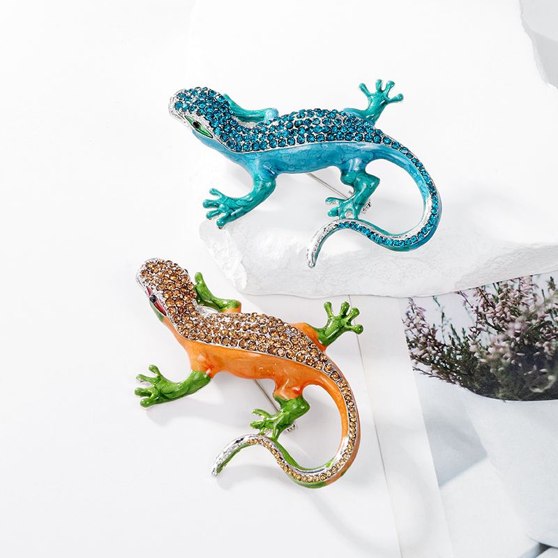 Retro Lizard Alloy Inlay Rhinestones Unisex Brooches