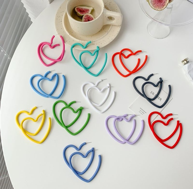 1 Pair Sweet Heart Shape Spray Paint Arylic Earrings
