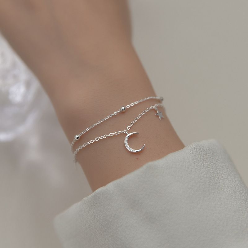Style Simple Star Lune Le Cuivre Placage Plaqué Argent Bracelets