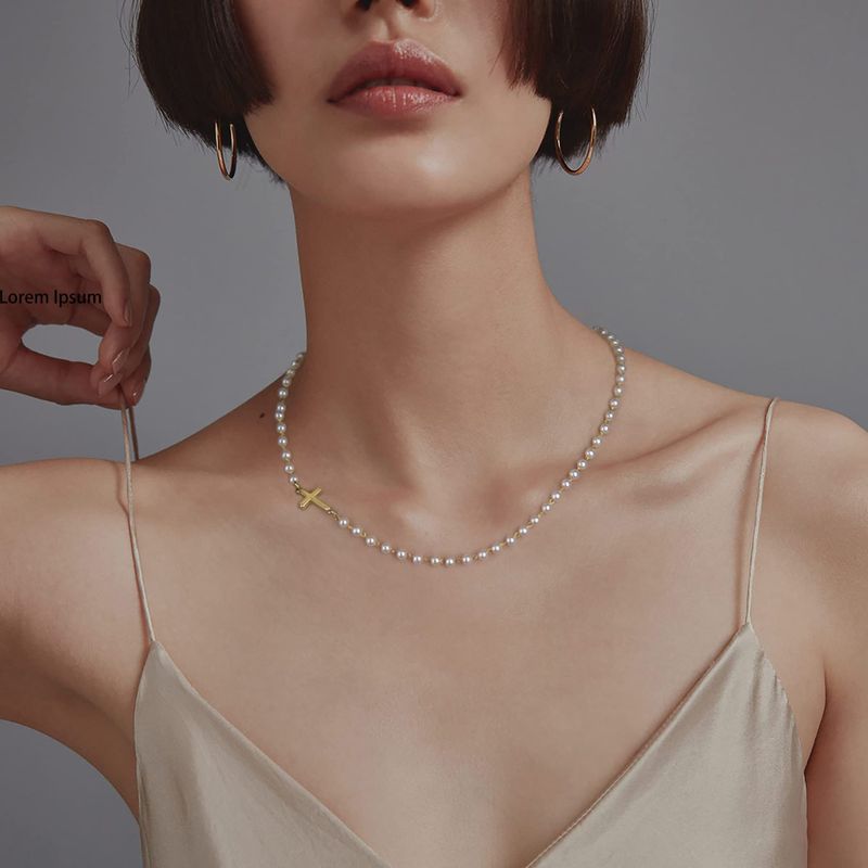 Décontractée Style Simple Traverser Perle D'imitation Le Cuivre Perlé Placage Femmes Collier