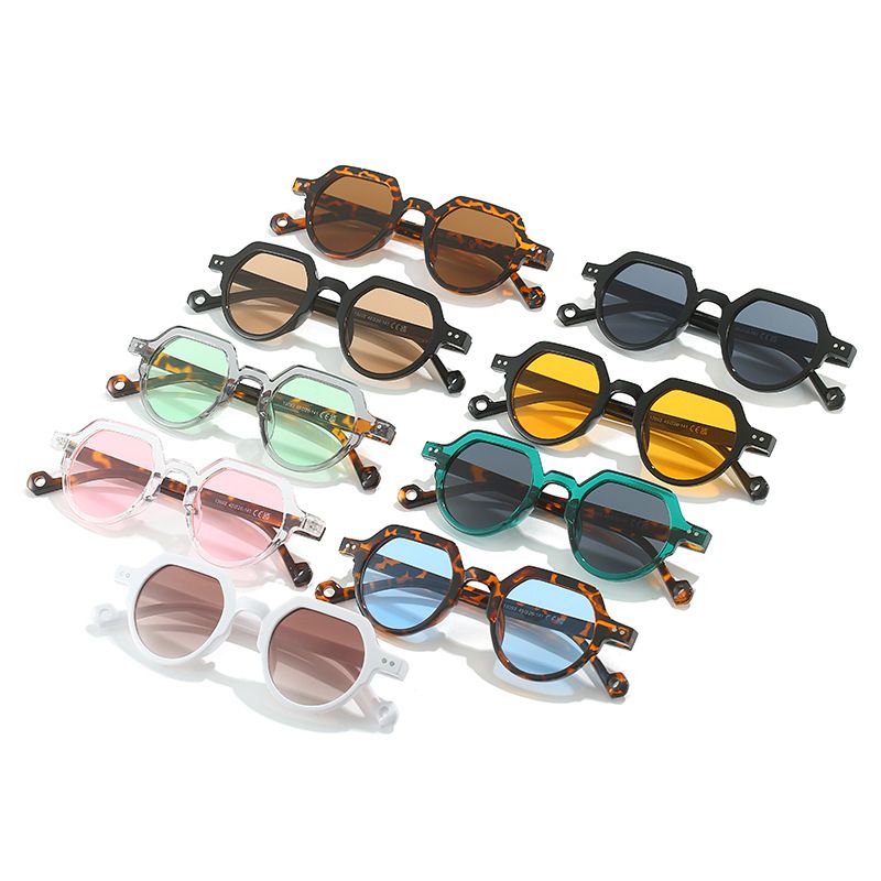 Retro Solid Color Leopard Ac Oval Frame Full Frame Women's Sunglasses
